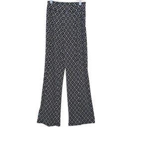 Clara Sun Woo Chain Print Soft Knit Kick Front Pull On Dress Pants Black Size XS